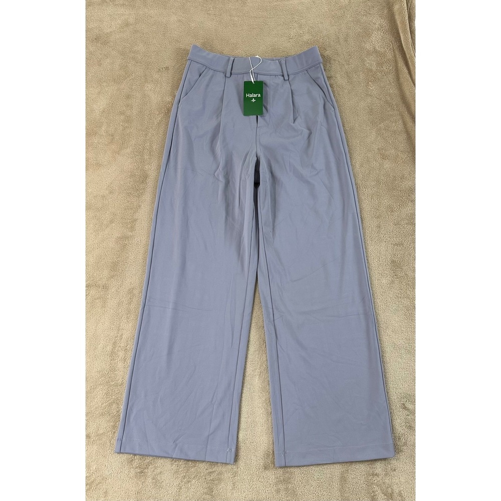 Halara High Waisted Wide Leg Pleated Trousers Womens S Dusty Blue Purple Reg NEW